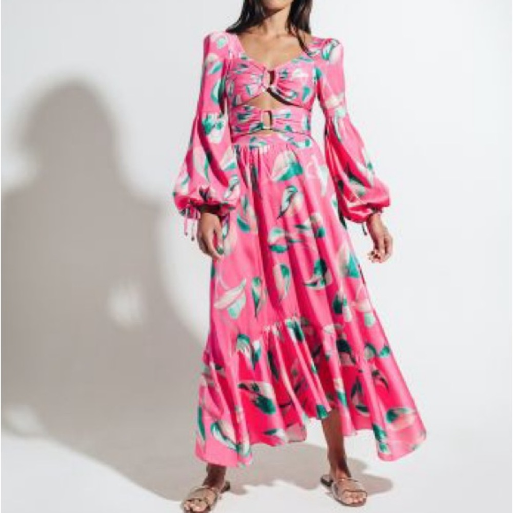 PatBO Pandola Cut-Out floral Dress in pink